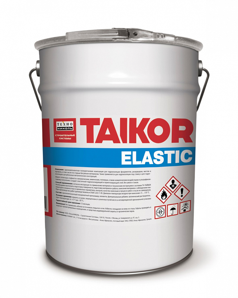 TAIKOR Elastic 300 Однокомпонентная полиуретановая композиция для гидроизоляции (серый) 12 кг