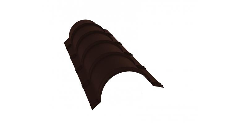 Планка конька полукруглого 0,5 Quarzit с пленкой RAL 8017 шоколад 1.97 м