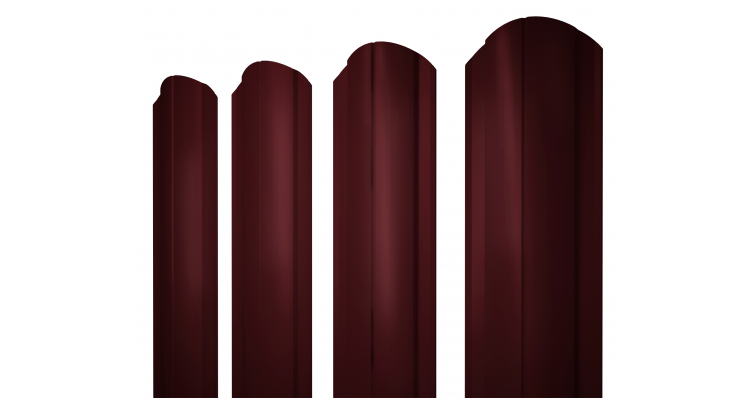 Ограждения GL Штакетник Круглый фигурный 0,45 РЕ-Double  RAL3005 красное вино(1,8м)