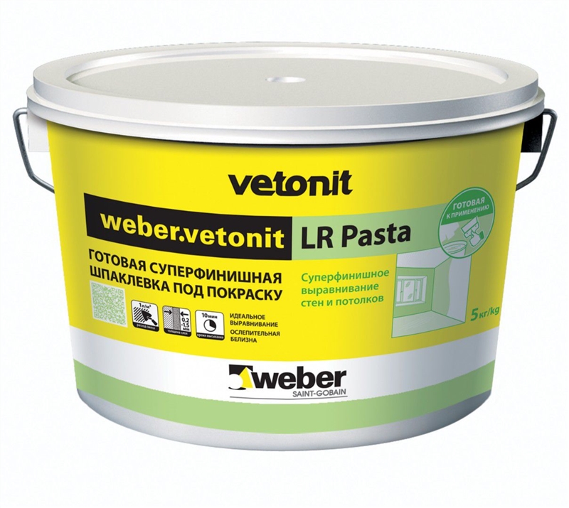 Вебер ветонит ЛР Паста шпаклевка готовая суперфинишная белая 5кг (Weber.vetonit LR pasta)